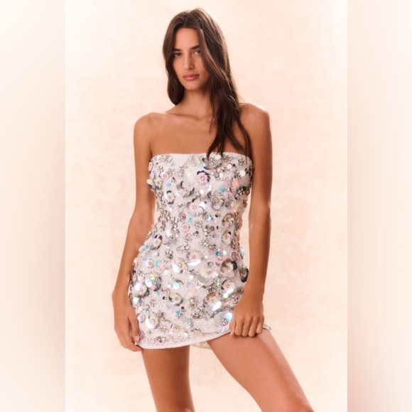 LoveShackFancy Deja Embellished Mini Dress
